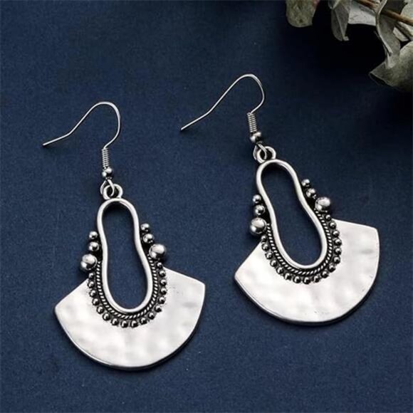 Silver/Gold Boho Dangle Statement Earrings for Women Trendy,Handmade Vintage - Picture 2 of 3